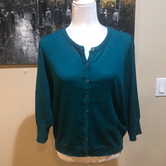 Teal Button Front 3/4 Sleeved Cardigan-Size XLP - Picture 1 of 9